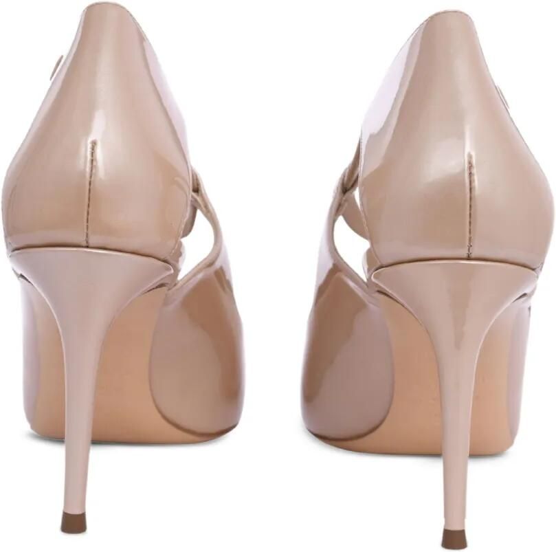 Casadei 100 mm Samurai Julia pumps met enkelbandje en uitgesneden details Beige - Foto 2
