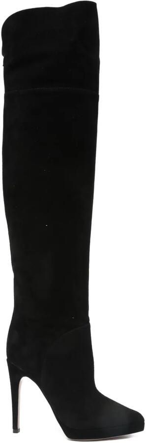 Casadei 100 mm suède stiletto knielaarzen Zwart