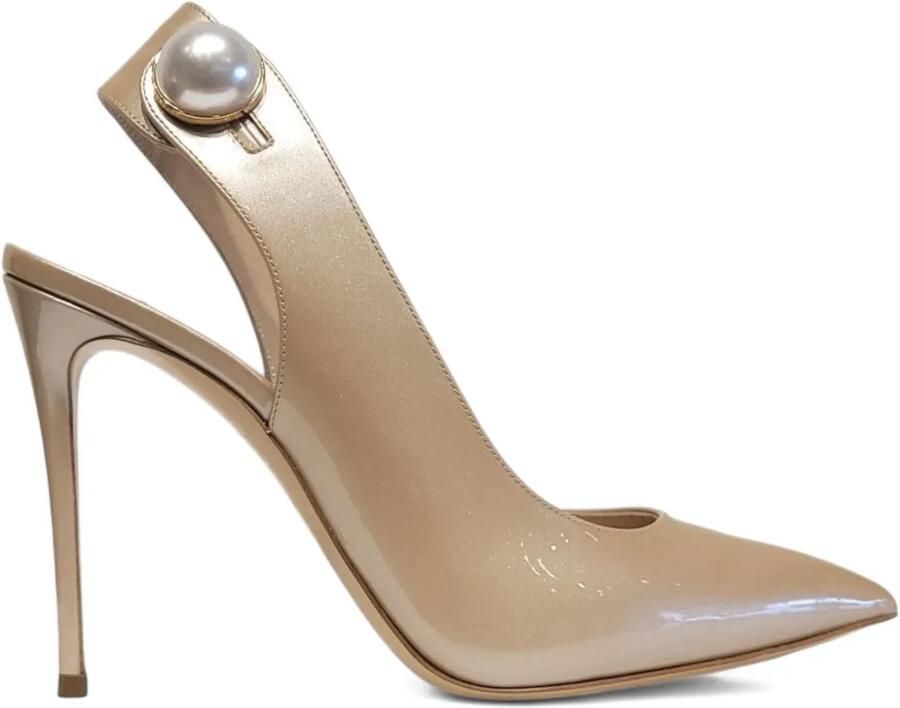 Casadei 100 mm verfraaide slingback pumps Goud