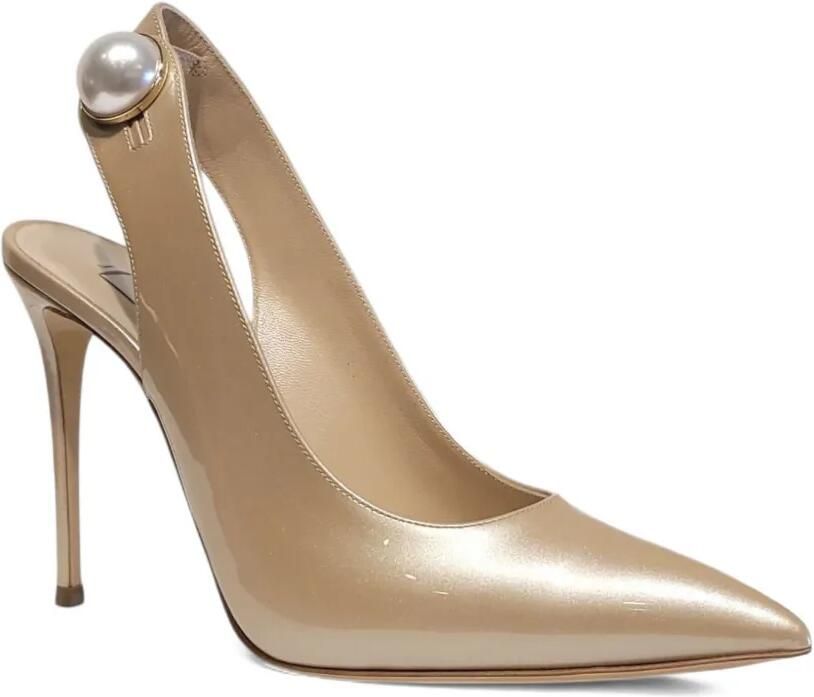 Casadei 100 mm verfraaide slingback pumps Goud - Foto 4