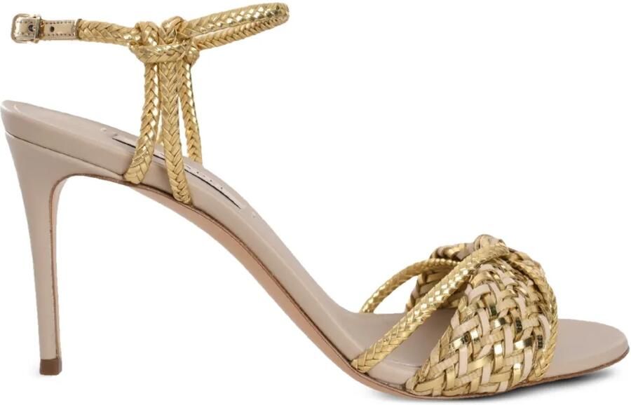 Casadei 111 mm sandalen met geweven detail Goud