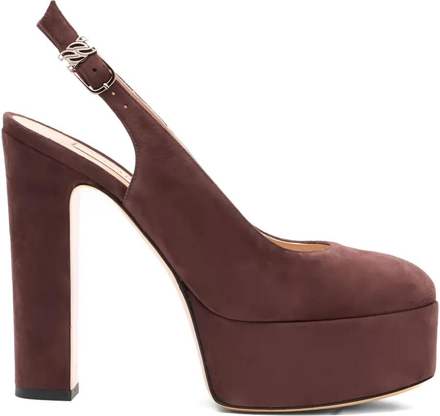 Casadei 130 mm Patty slingback pumps met plateauzool Bruin
