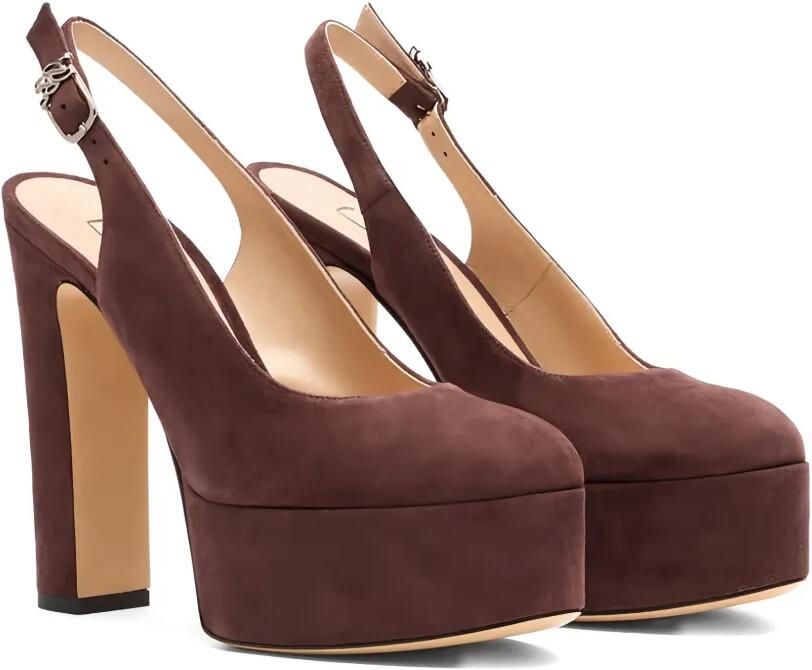 Casadei 130 mm Patty slingback pumps met plateauzool Bruin - Foto 3