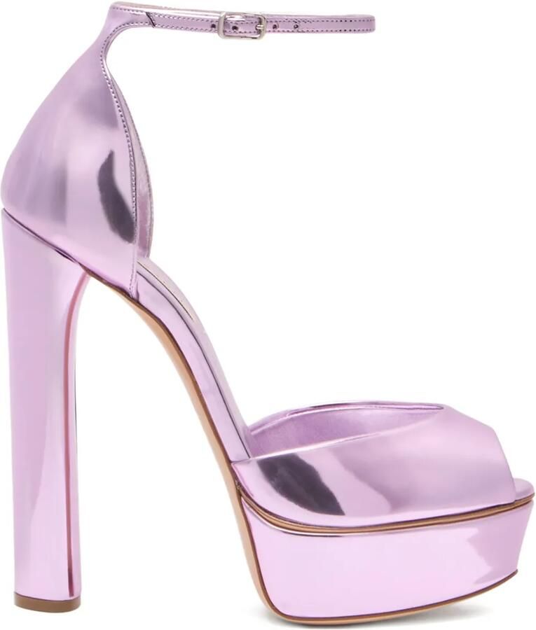 Casadei 140 mm Flora Intestellar metallic sandalen met plateauzool Roze