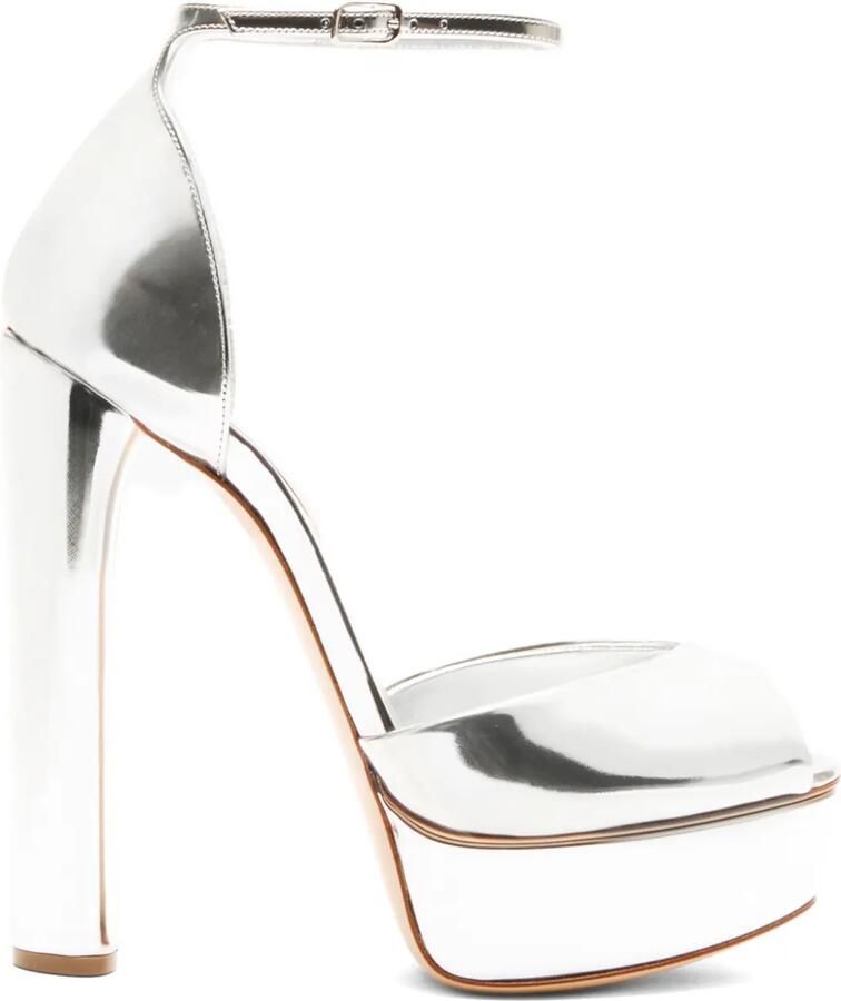 Casadei 140 mm sandalen met plateauzool en hak Zilver