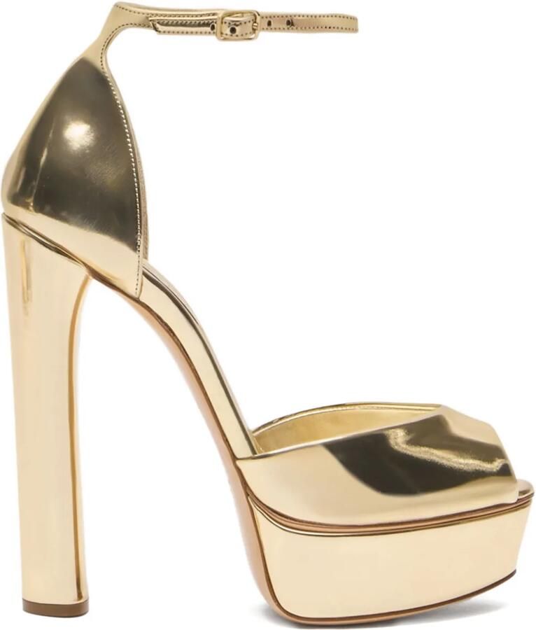 Casadei 140 mm sandalen met plateauzool Goud