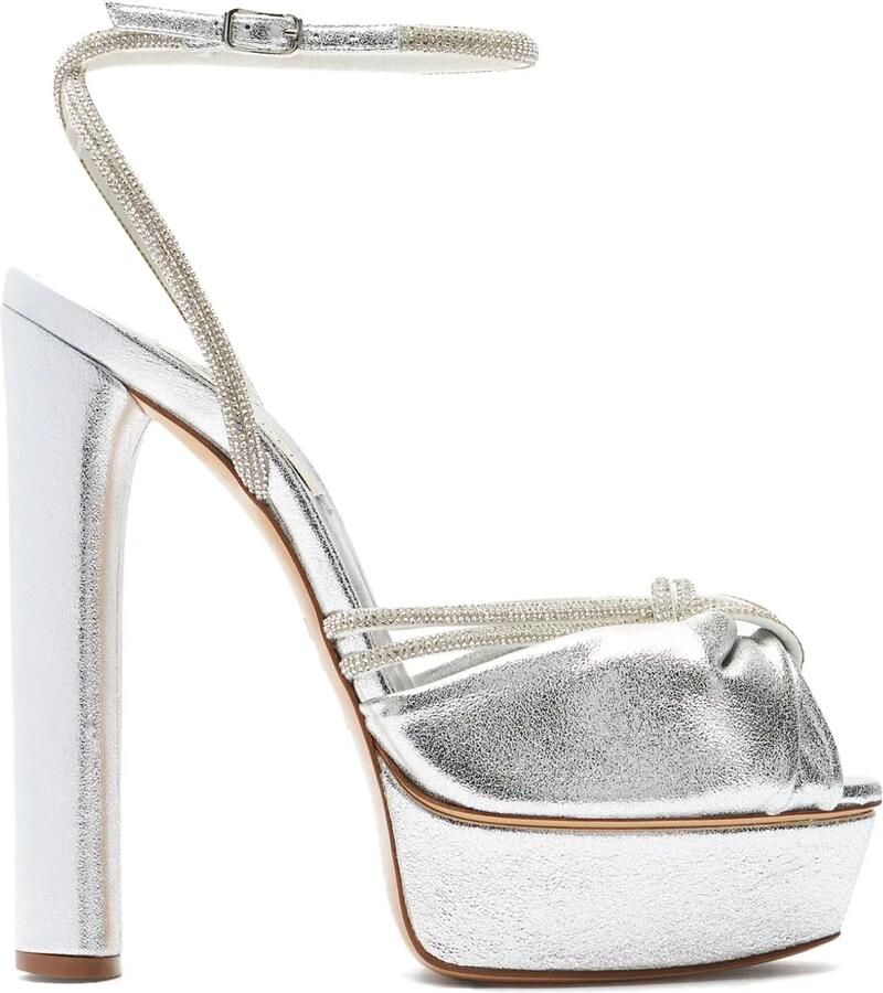 Casadei 140 mm Taylor Flora Wonder sandalen met plateauzool Zilver