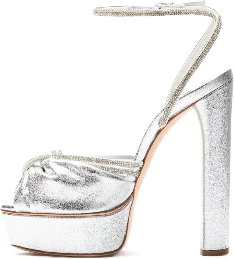 Casadei 140 mm Taylor Flora Wonder sandalen met plateauzool Zilver - Foto 2