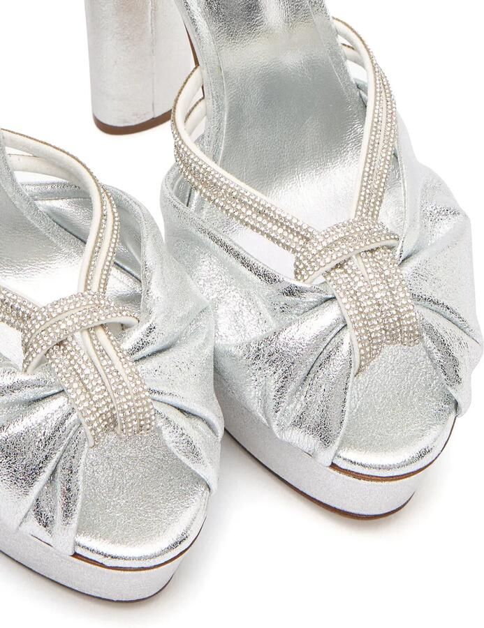 Casadei 140 mm Taylor Flora Wonder sandalen met plateauzool Zilver - Foto 5
