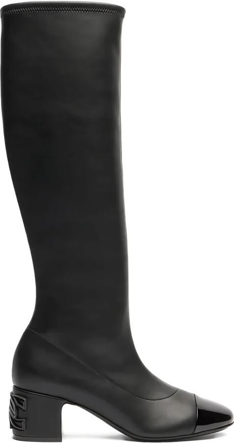 Casadei 50 mm leren knielaarzen Zwart