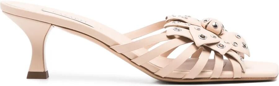 Casadei 50 mm sandalen met bloemenapplicatie Beige