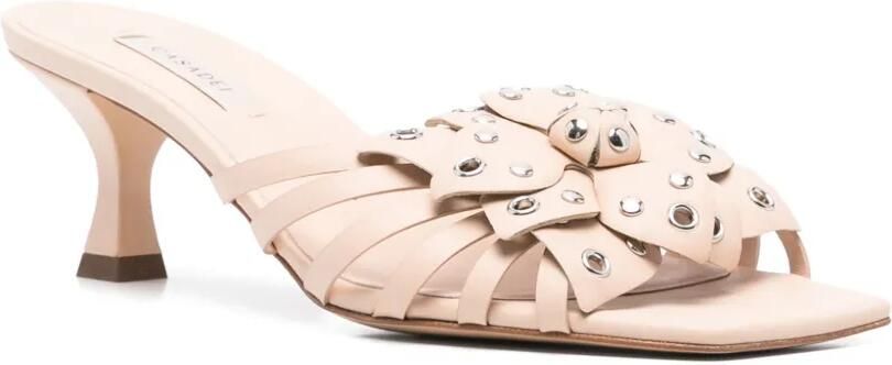 Casadei 50 mm sandalen met bloemenapplicatie Beige - Foto 2