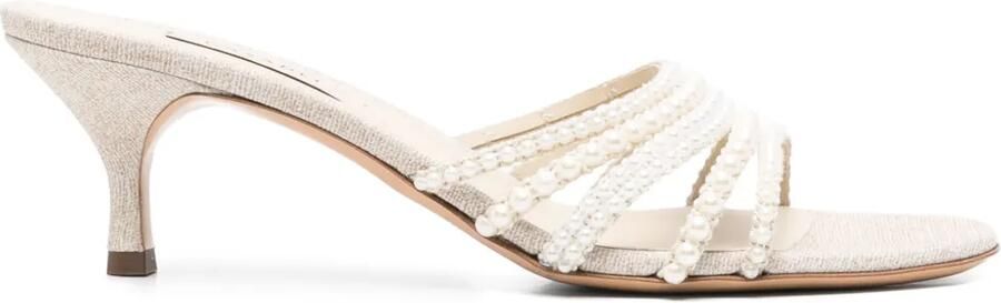 Casadei 70 mm sandalen verfraaid met parels Beige