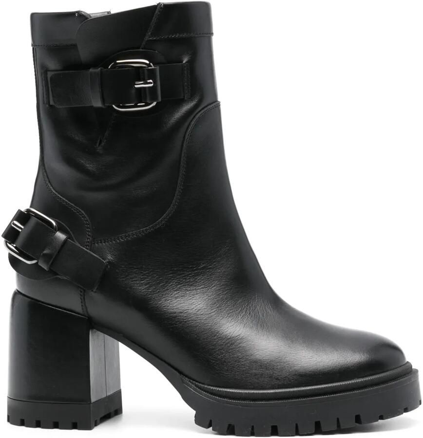 Casadei 80 mm leren enkellaarzen Zwart