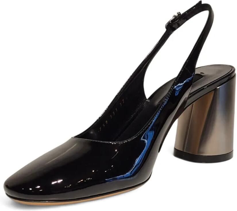 Casadei 80 mm slingback pumps met blokhak Zwart - Foto 3