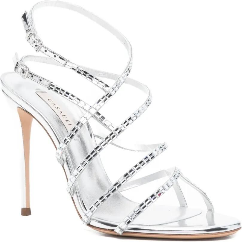 Casadei 80 mm Starsway Cage stiletto pumps verfraaid met kristallen Zilver - Foto 3