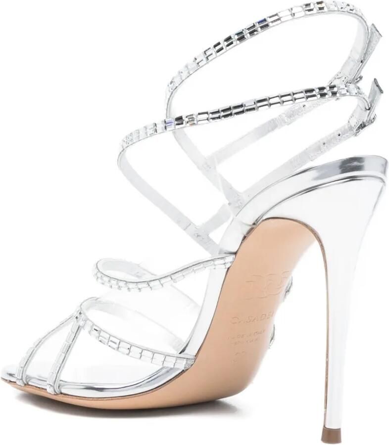 Casadei 80 mm Starsway Cage stiletto pumps verfraaid met kristallen Zilver - Foto 2