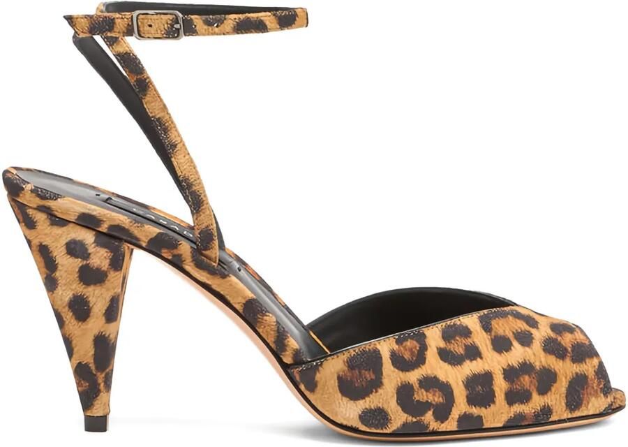 Casadei 80 mm Venus Malesia sandalen met enkelbandje en luipaardprint Bruin