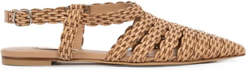 Casadei Avenida geweven platte slingback pumps Bruin
