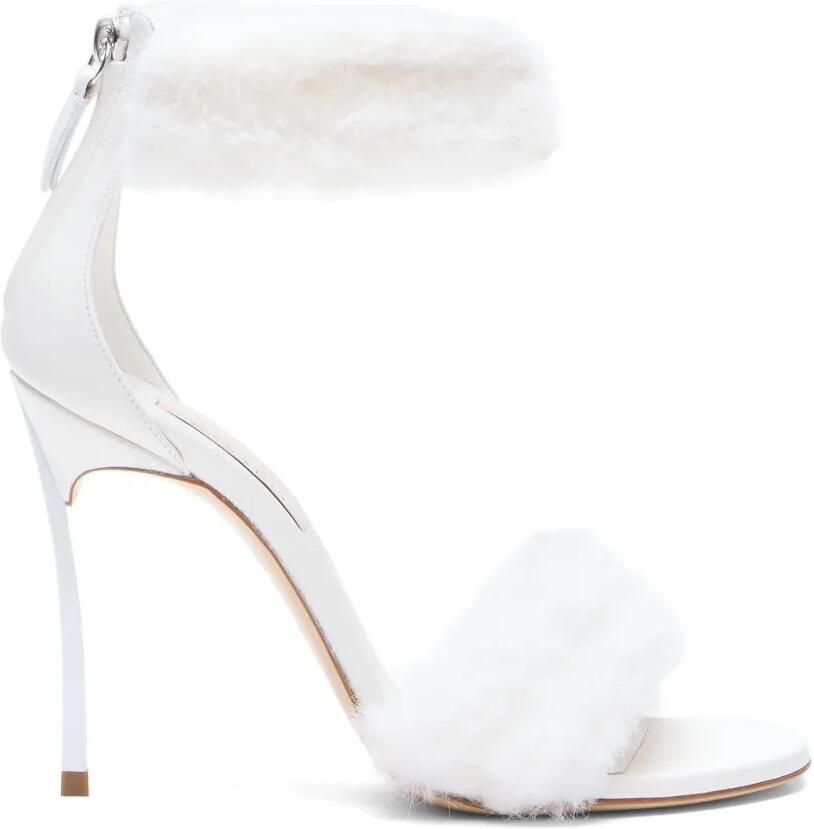 Casadei Blade Diva Minorca sandalen van imitatiebont Wit