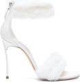 Casadei Blade Diva Minorca sandalen van imitatiebont Wit - Wit