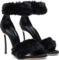 Casadei Blade Diva Minorca sandalen van imitatiebont Zwart - Zwart