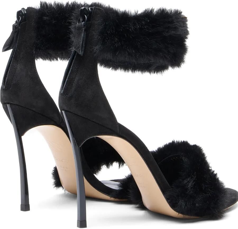 Casadei Blade Diva Minorca sandalen van imitatiebont Zwart - Foto 2