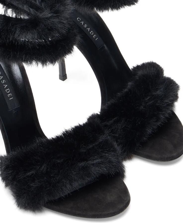 Casadei Blade Diva Minorca sandalen van imitatiebont Zwart - Foto 3