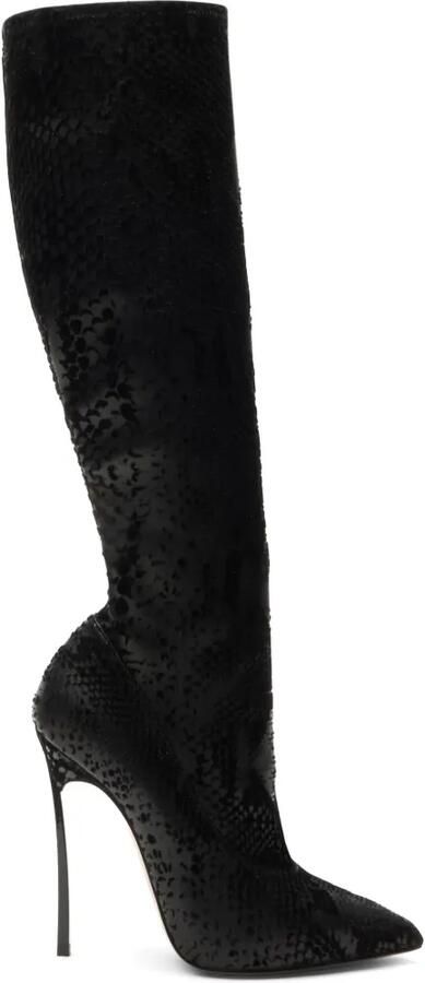 Casadei Blade Kitana knielaarzen met python-effect Zwart