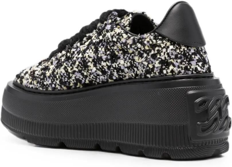 Casadei Bouclé gebreide sneakers met plateauzool Zwart - Foto 2