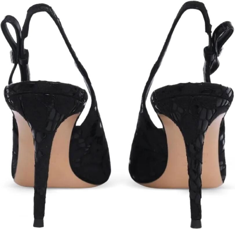 Casadei Chanel Liber Tiff slingback pumps met kant Zwart - Foto 2