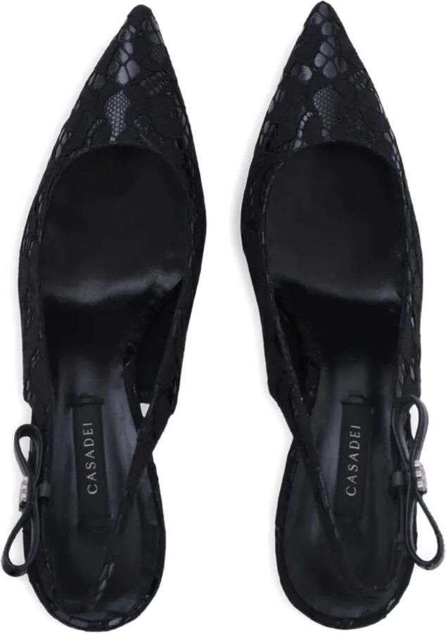 Casadei Chanel Liber Tiff slingback pumps met kant Zwart - Foto 3