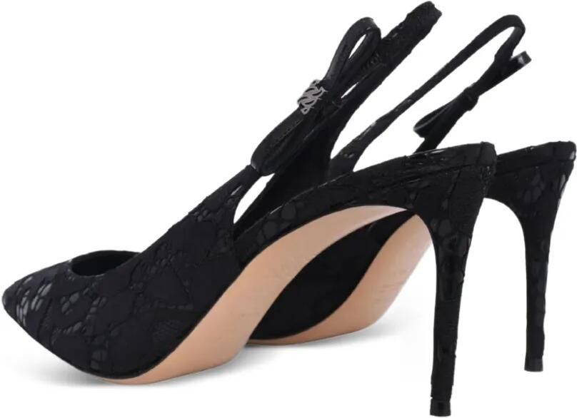 Casadei Chanel Liber Tiff slingback pumps met kant Zwart - Foto 4
