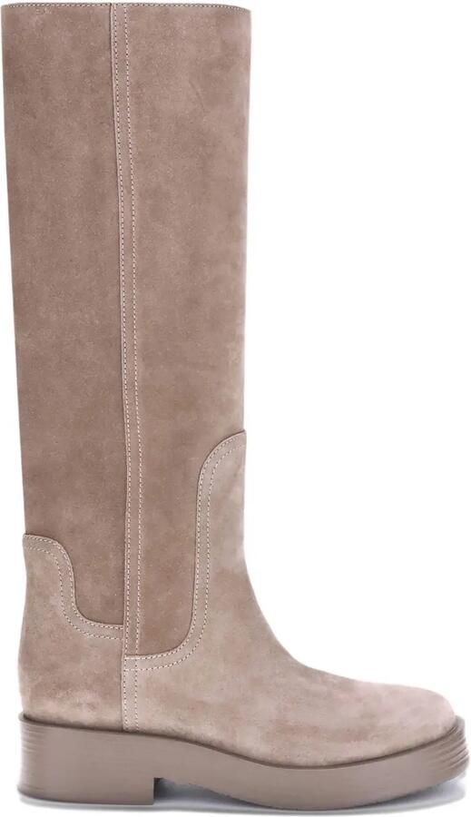 Casadei Charlie suède knielaarzen Beige