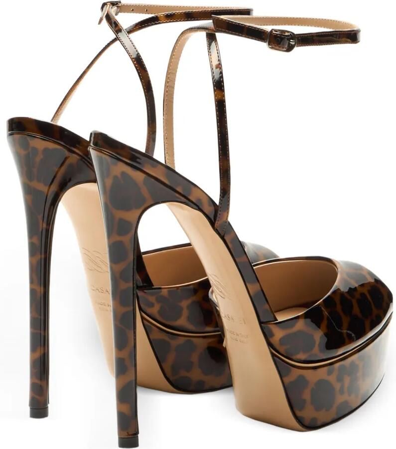 Casadei Flora sandalen met luipaard-print en plateauzool Beige - Foto 2