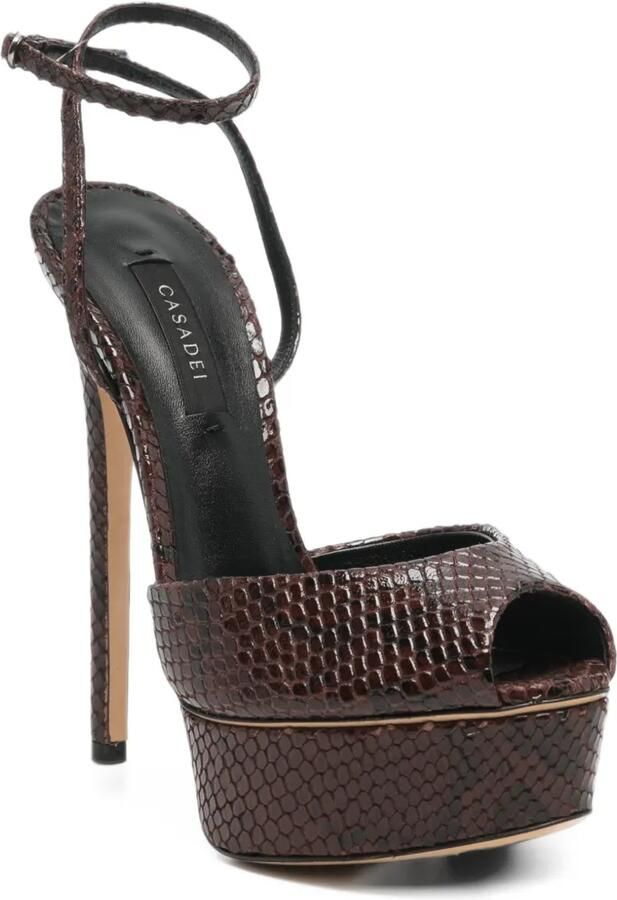 Casadei Flora snakeskin-effect platform sandals Bruin - Foto 3