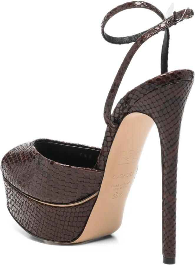 Casadei Flora snakeskin-effect platform sandals Bruin - Foto 2