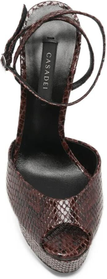 Casadei Flora snakeskin-effect platform sandals Bruin - Foto 4