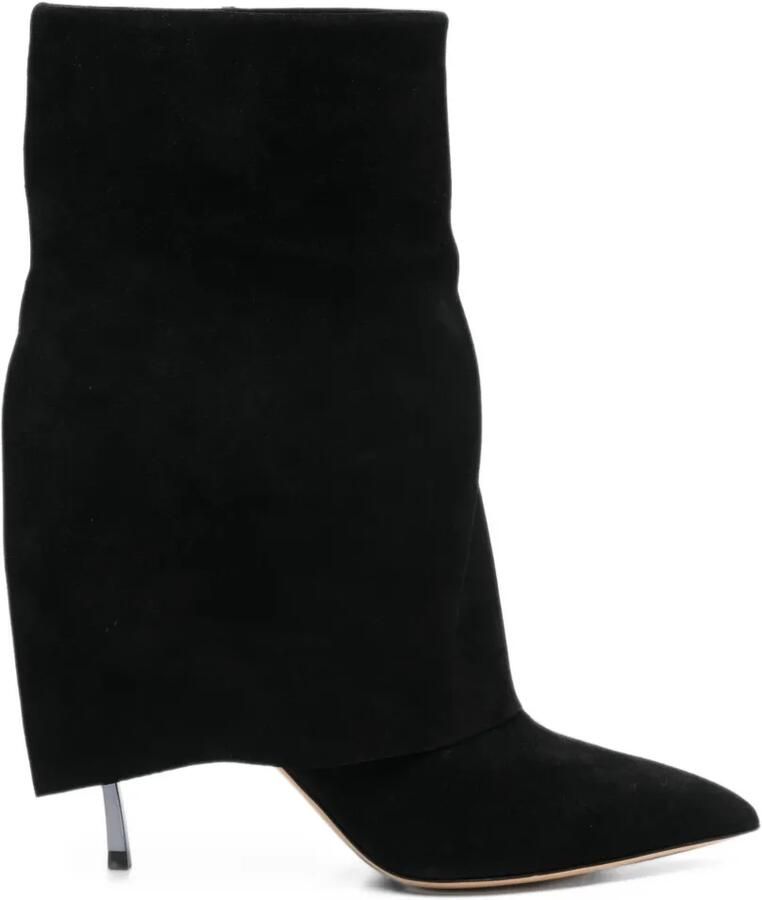 Casadei fold-over pointed-toe ankle boots Zwart