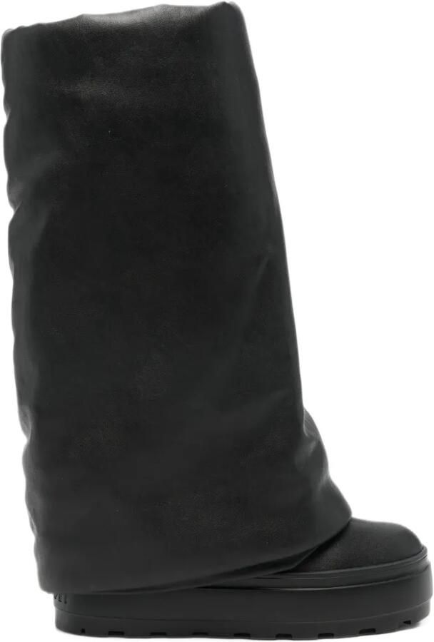 Casadei foldover-detail platform boots Zwart