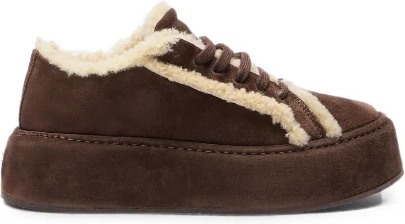 Casadei I-Box sneakers met lammy afwerking Bruin