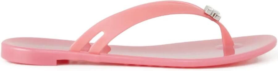 Casadei Jelly teenslippers met kristallen logo Roze