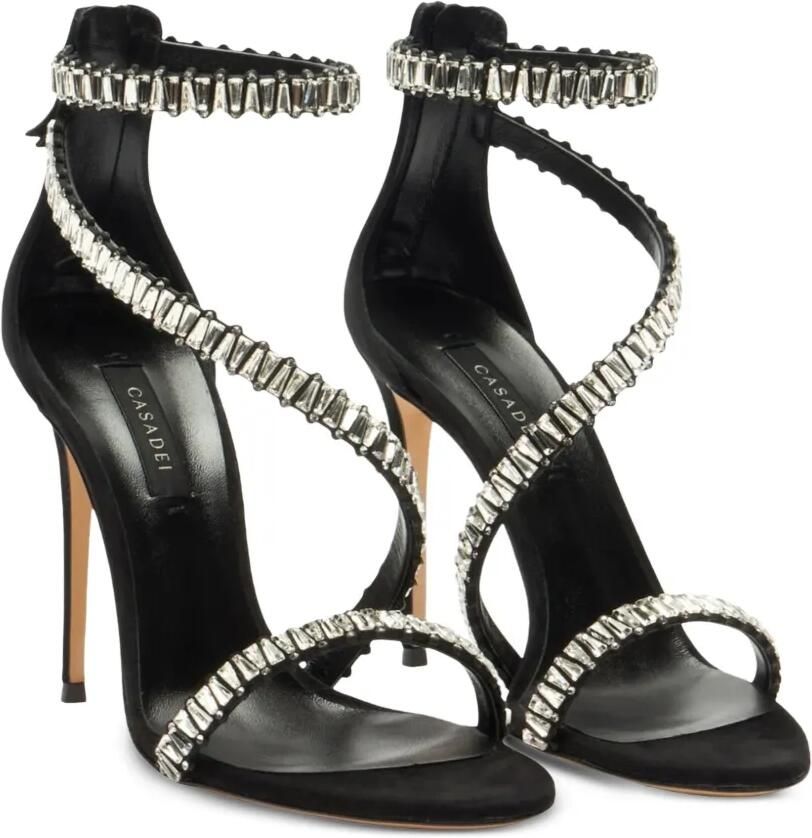 Casadei Julia Heaven wikkelsandalen verfraaid met kristallen Zwart - Foto 2