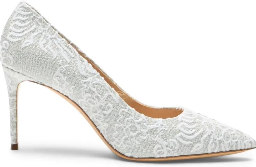 Casadei Julia Rigel pumps met bloemenprint Zilver