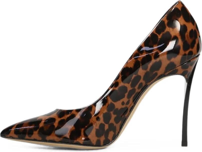 Casadei Lakleren pumps met luipaard-print Bruin - Foto 5