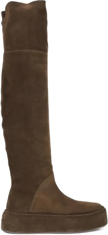 Casadei Leren overknee laarzen met ronde neus Bruin
