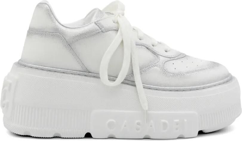 Casadei Leren sneakers met glitter Wit