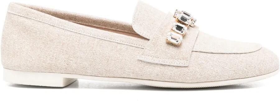 Casadei Loafers verfraaid met kristallen Beige