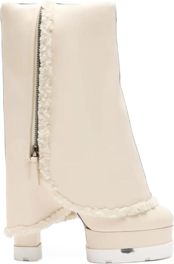 Casadei Nancy Winnipeg faux-fur trim ankle boots Beige
