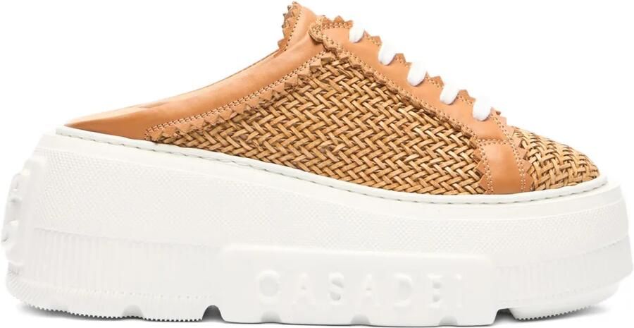 Casadei Nexus geweven sneakers met plateauzool Bruin